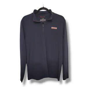 Vineyard Vines Women's Navy Blue Pink Long Sleeve 1/4 Zip Pullover Top - Size S